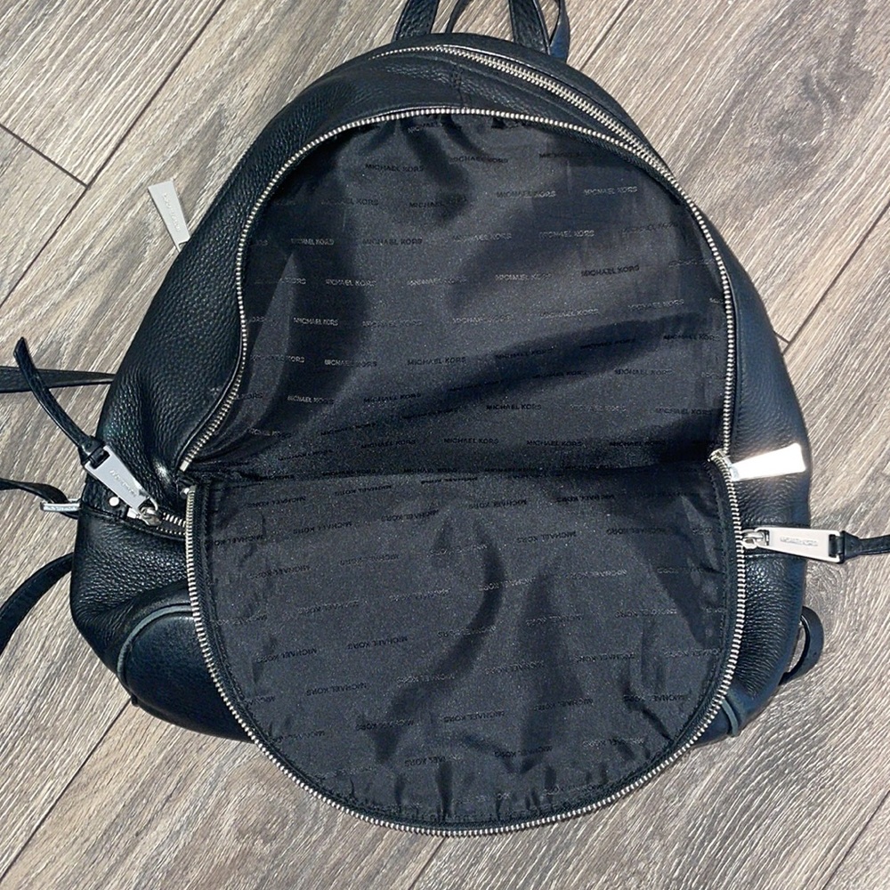 Michael Kors Rhea Black Leather Backpack - Picture 9 of 12